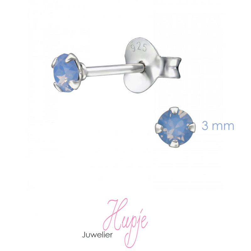 zilveren oorknopjes Air Blue Opal