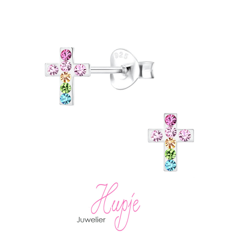 zilveren oorknopjes kruisje