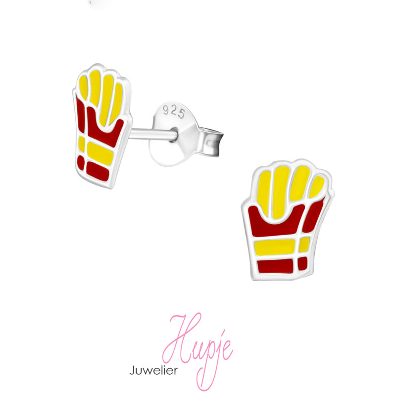 zilveren oorknopjes fastfood frietje (preorder)