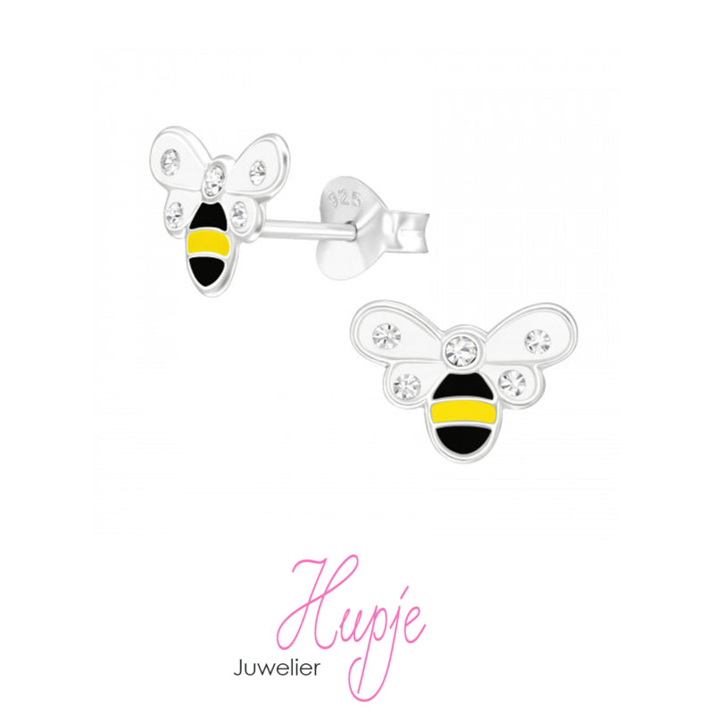 zilveren oorbellen bijtje kristallen