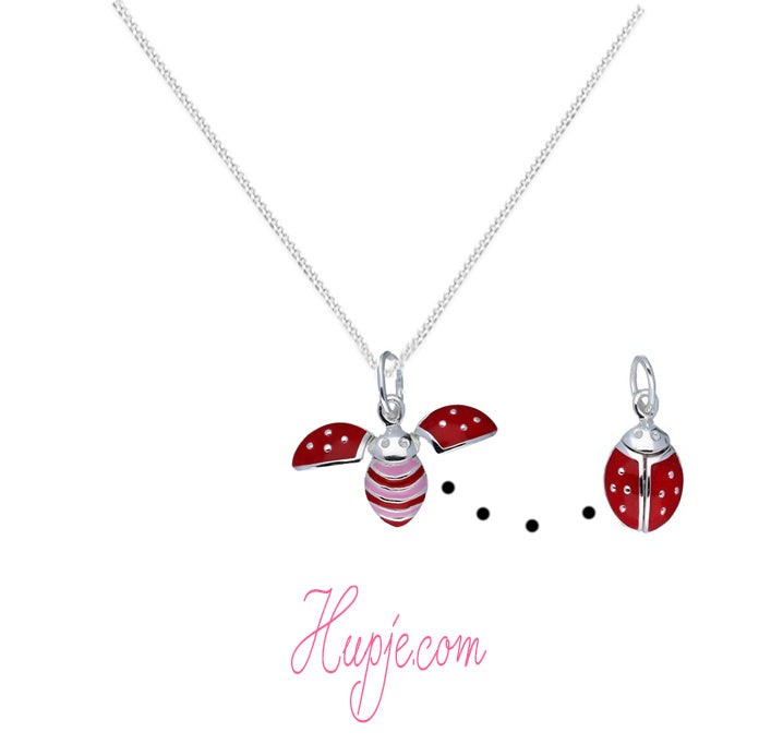 zilveren kinderketting bewegend lieveheersbeestje