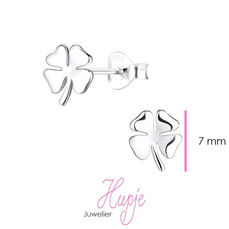 zilveren oorknopjes klavertje 4