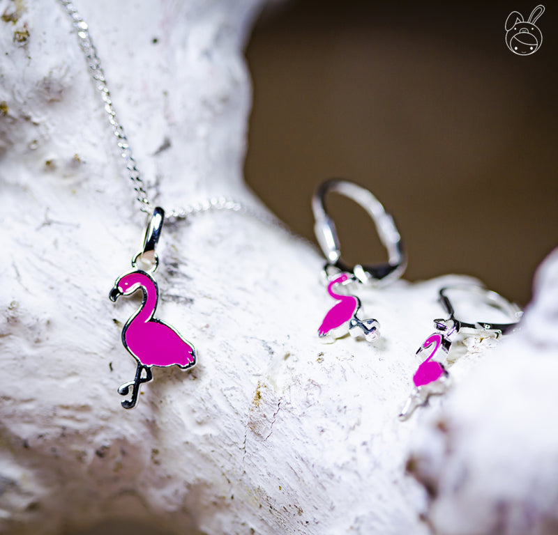 zilveren kinderketting flamingo