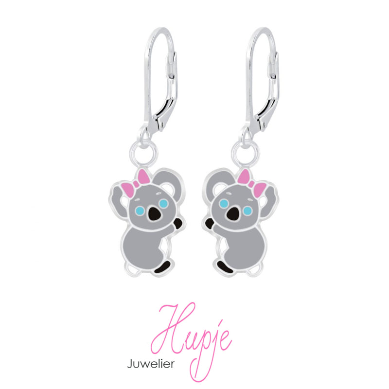 zilveren oorhangers koala brisure sluiting