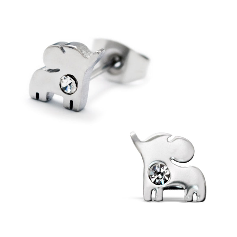 oorbellen chirurgisch staal olifant + kristal