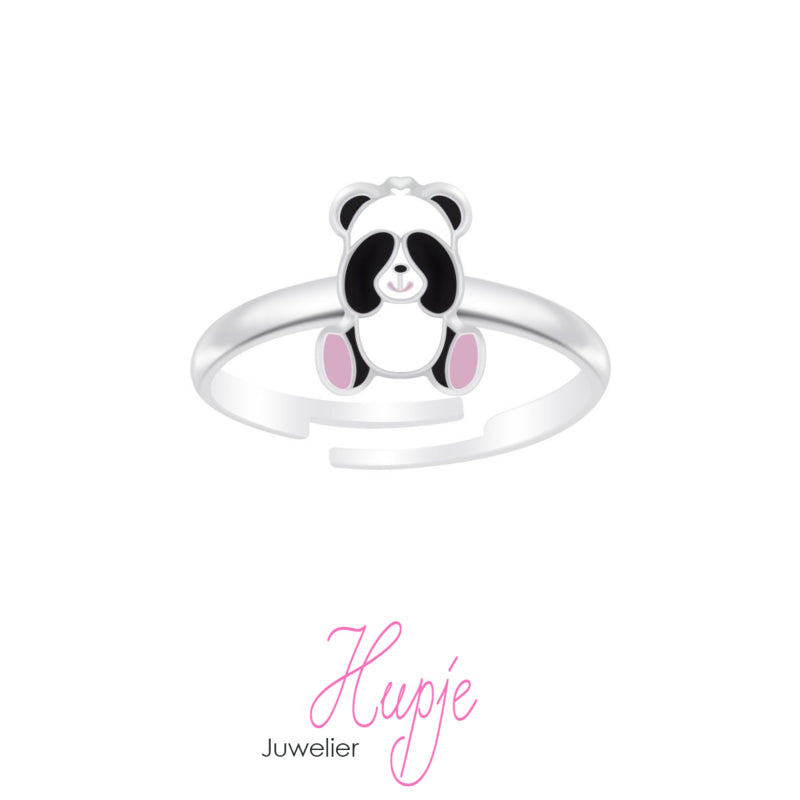 zilveren kinderring kiekeboe panda