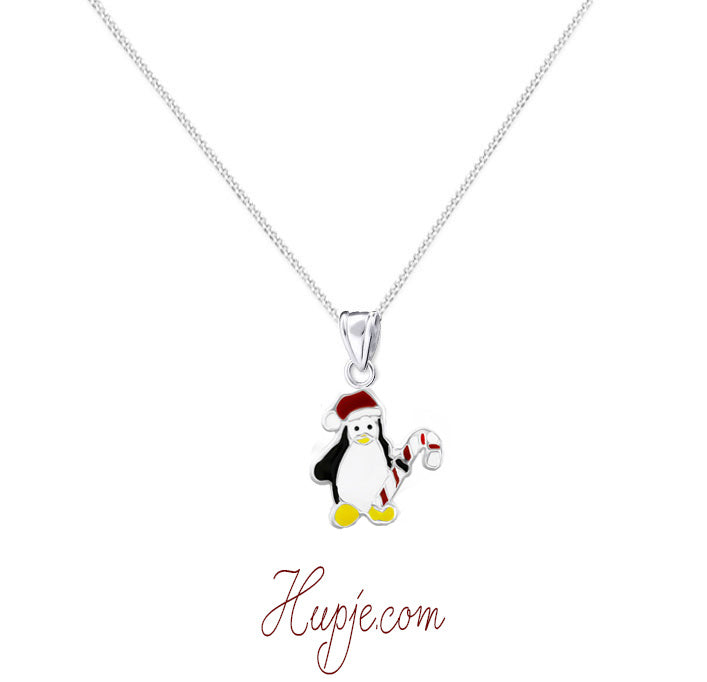 zilveren kinderketting pinguin kerst