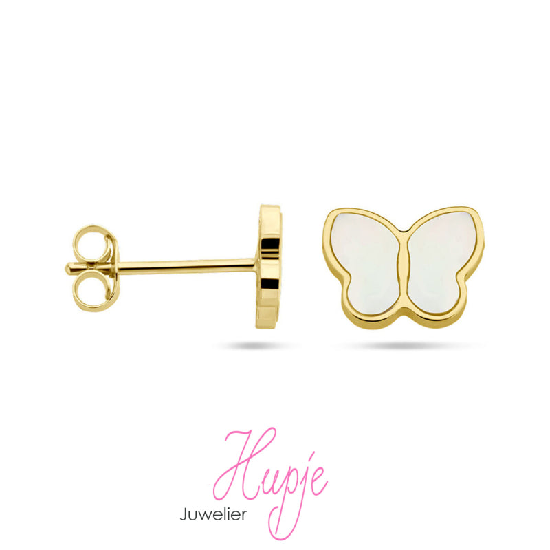 14 karaat gouden vlinders met parelmoer