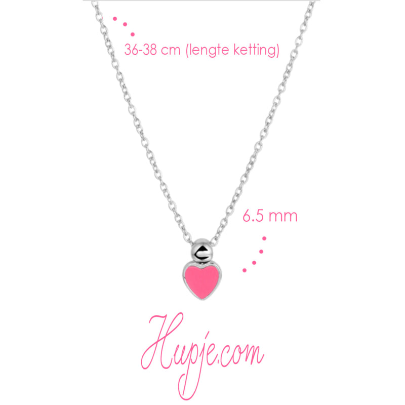 zilveren kinderketting roze hartje
