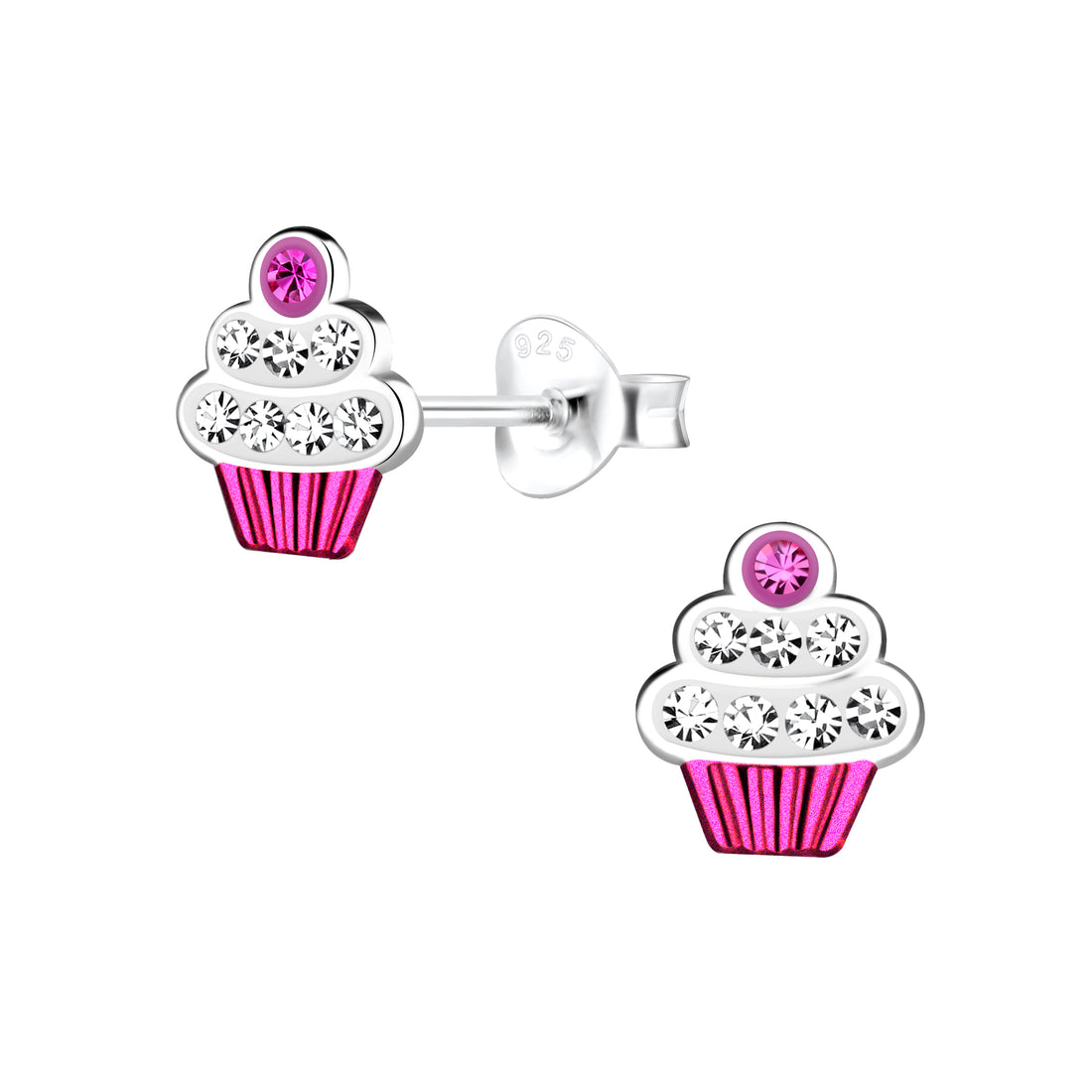 zilveren kinderoorbellen cupcake