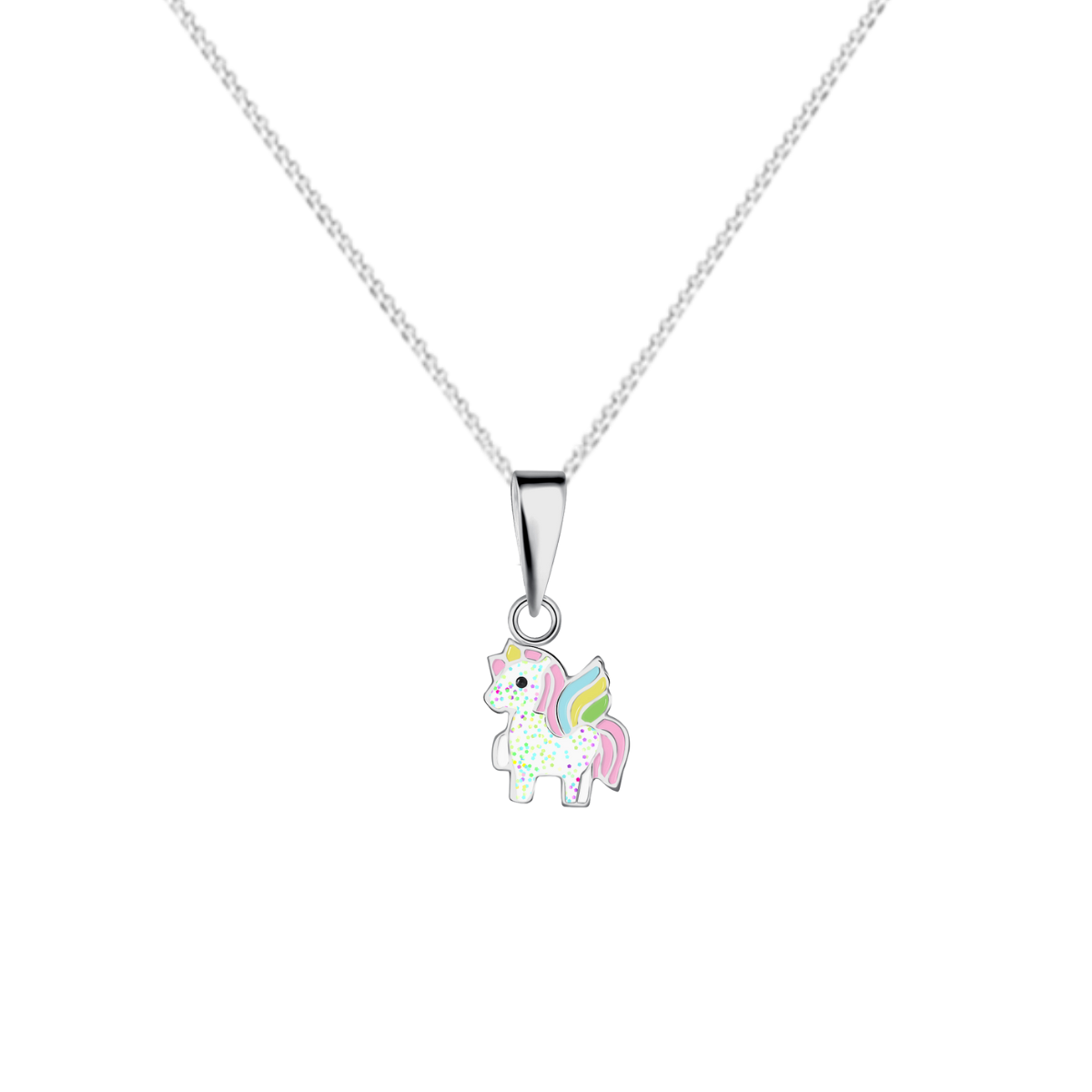 zilveren kinderketting eenhoorn glitter