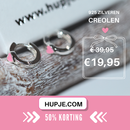 Silberne Creolen, lila Herzglitter