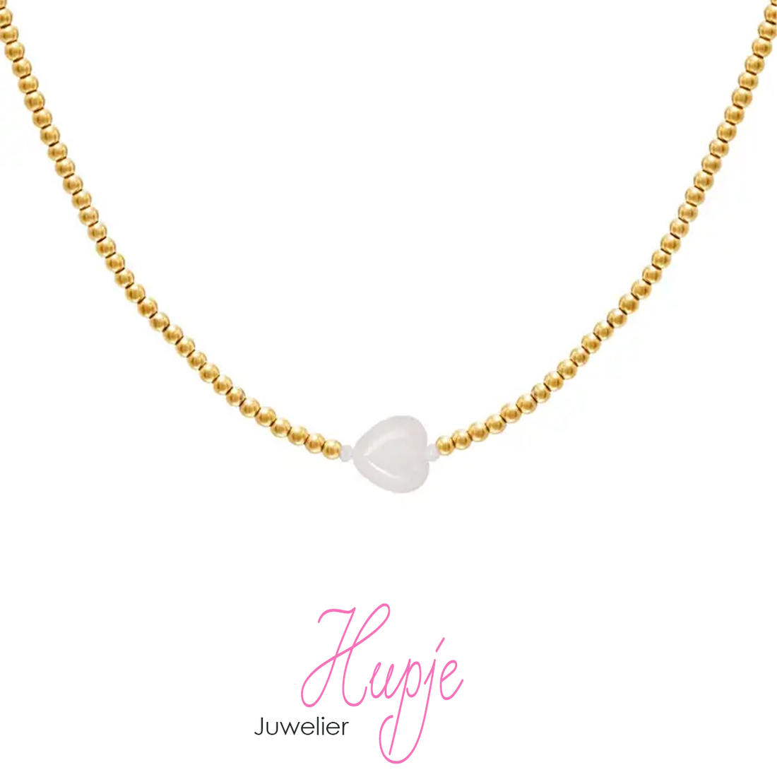 gouden ketting edelsteen hartje
