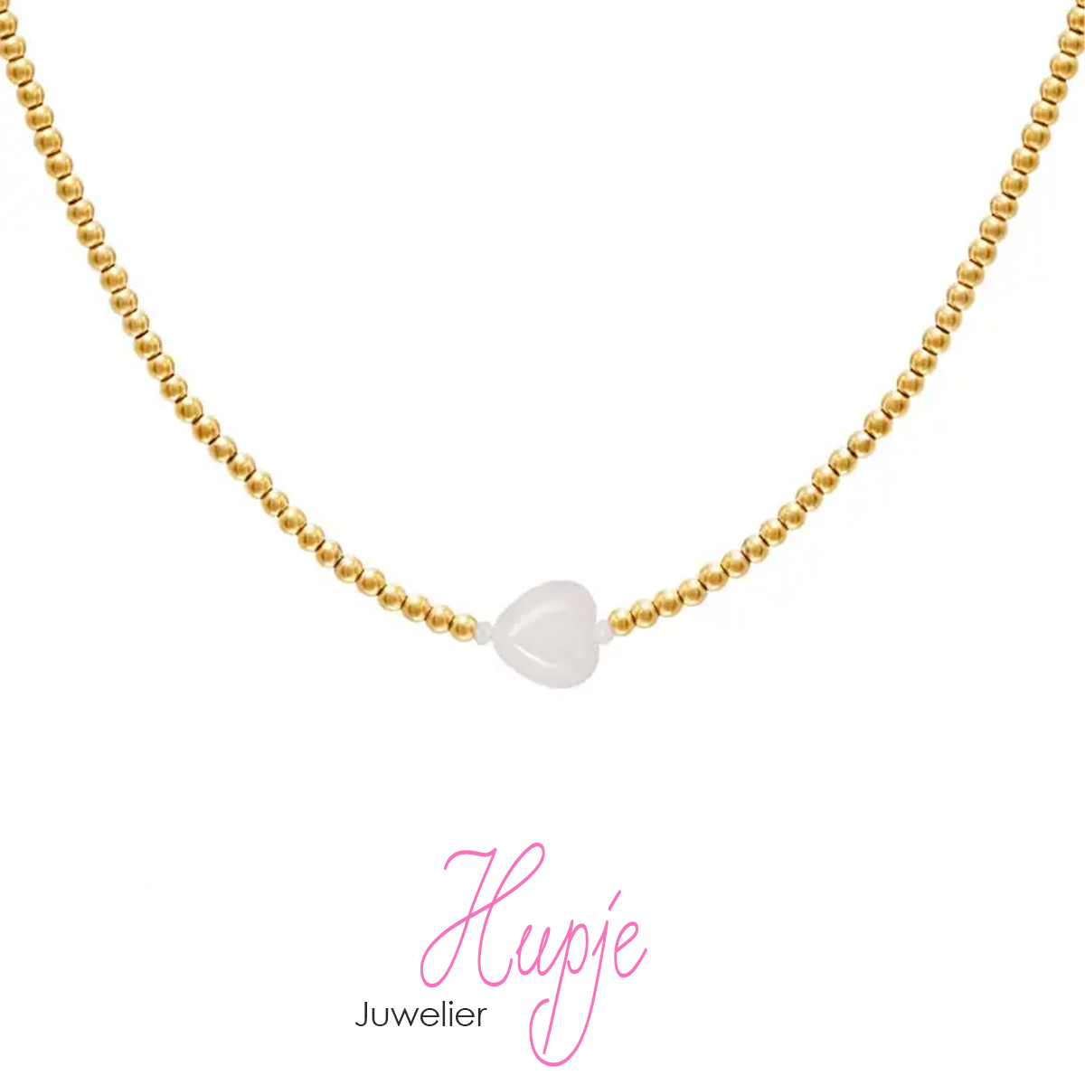 gouden ketting edelsteen hartje