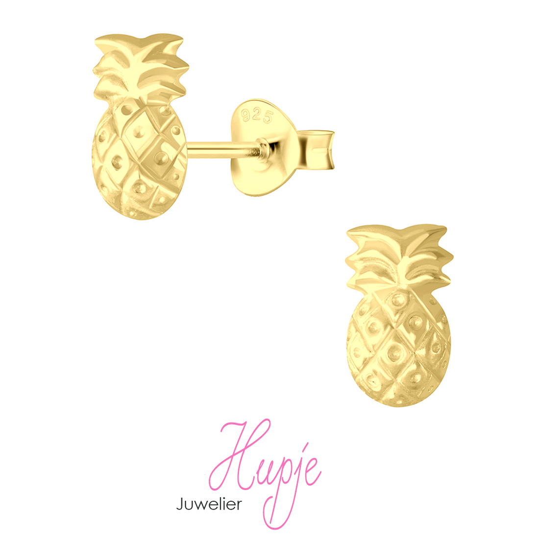 silver earrings with gold plating pineapple
