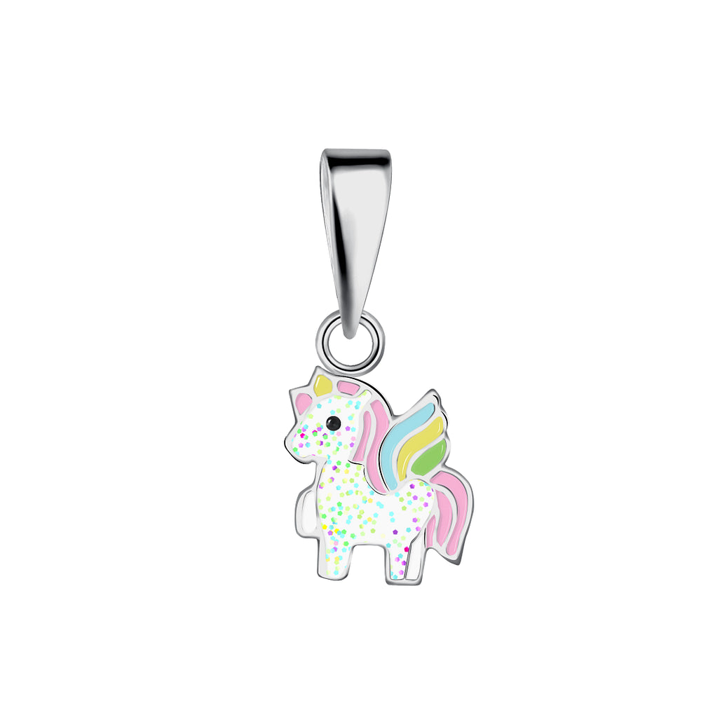 zilveren kinderketting eenhoorn glitter