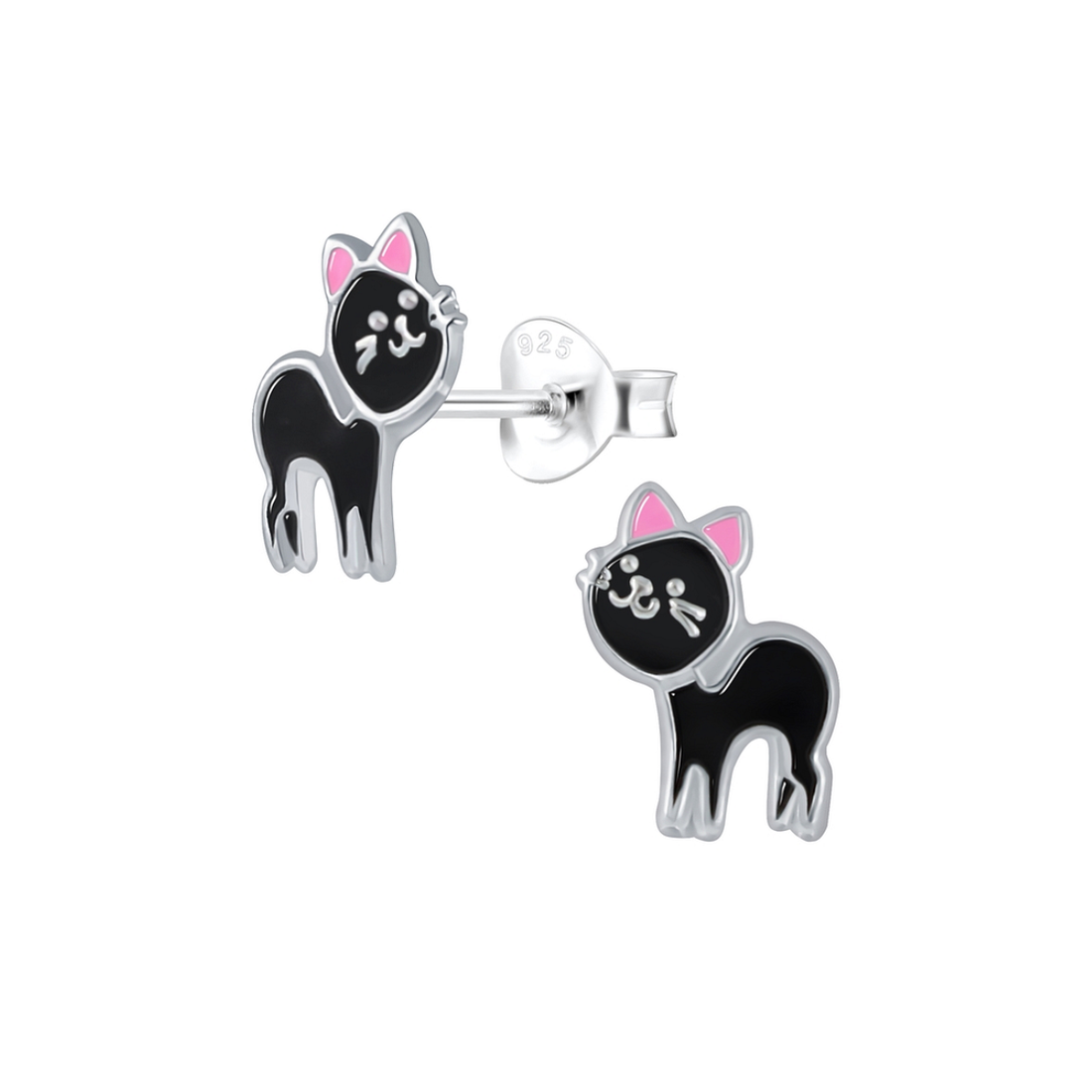 zilveren kinderoorbellen kat