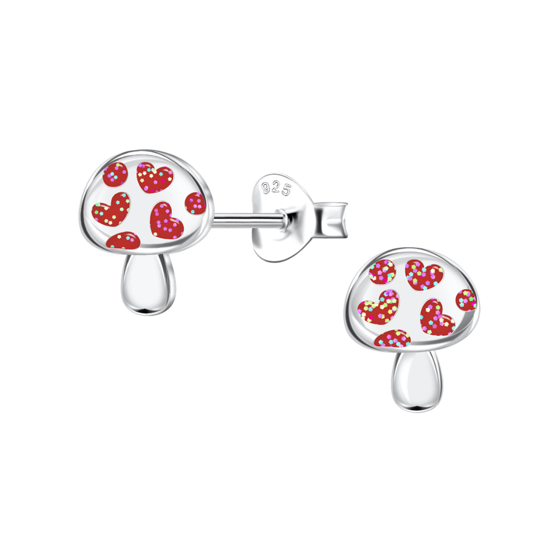 zilveren kinderoorbellen paddestoel hartjes