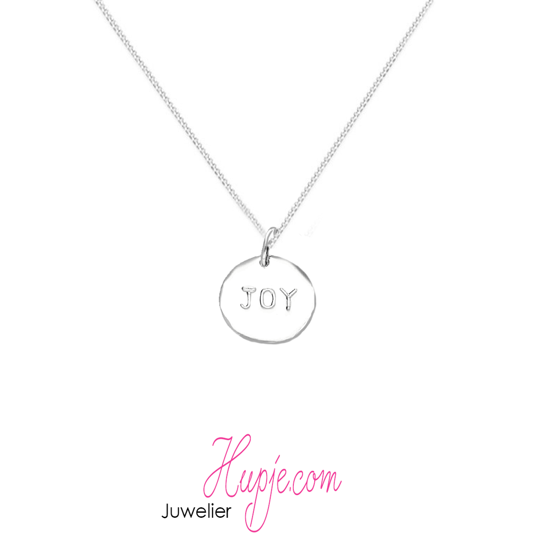 zilveren ketting met ronde zilveren hanger JOY