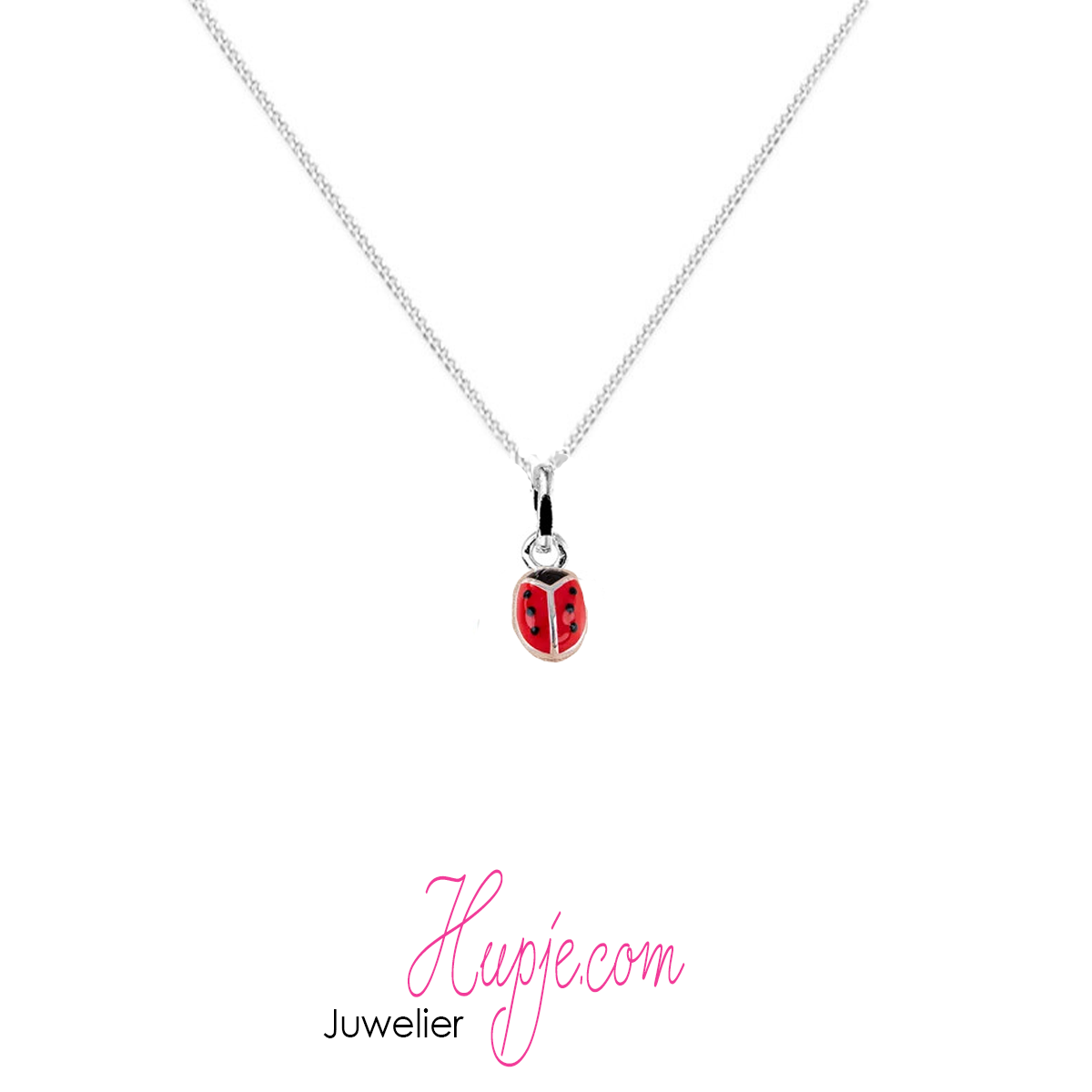 zilveren kinderketting rood lieveheersbeestje