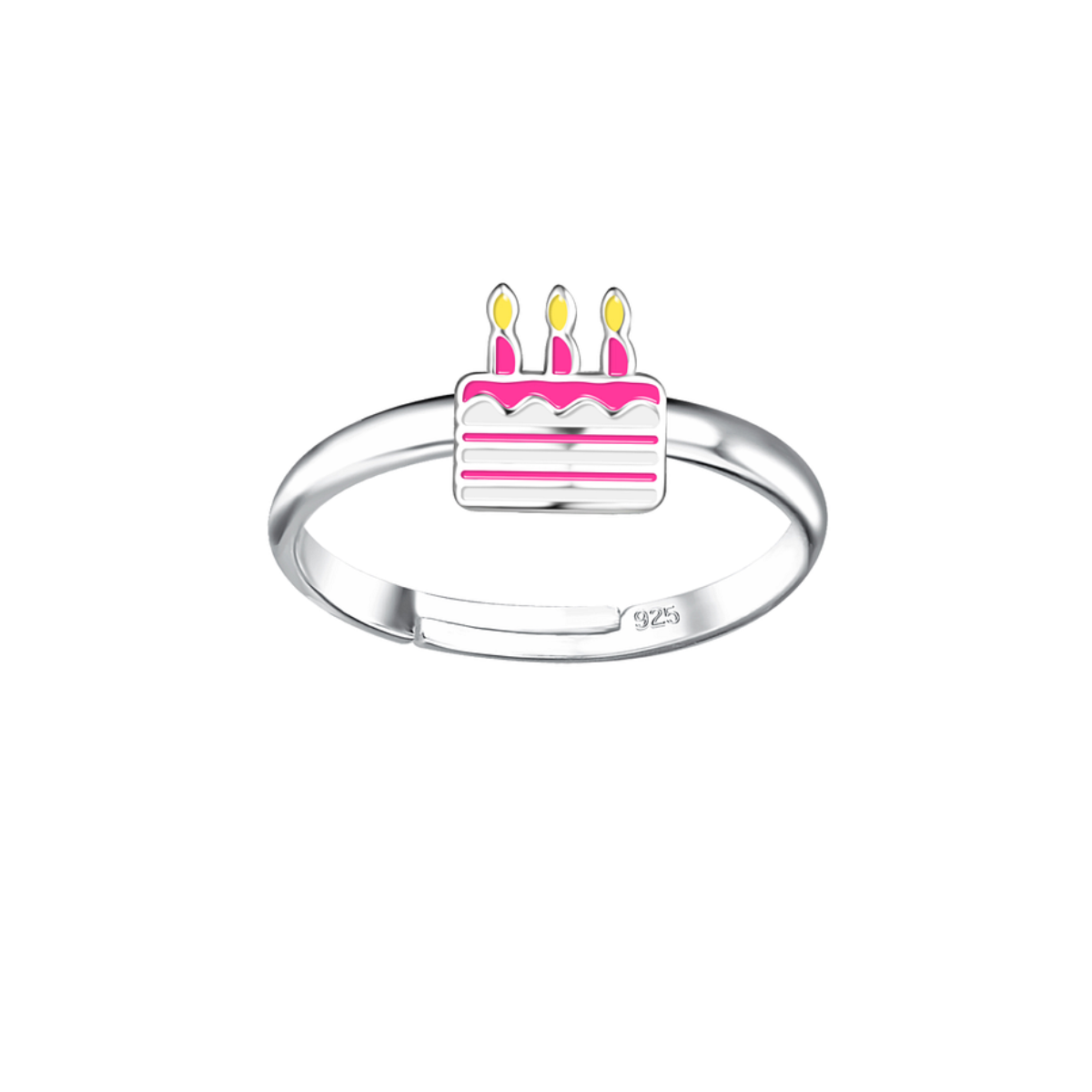 Silberner Kinderring Herz rosa Glitzer