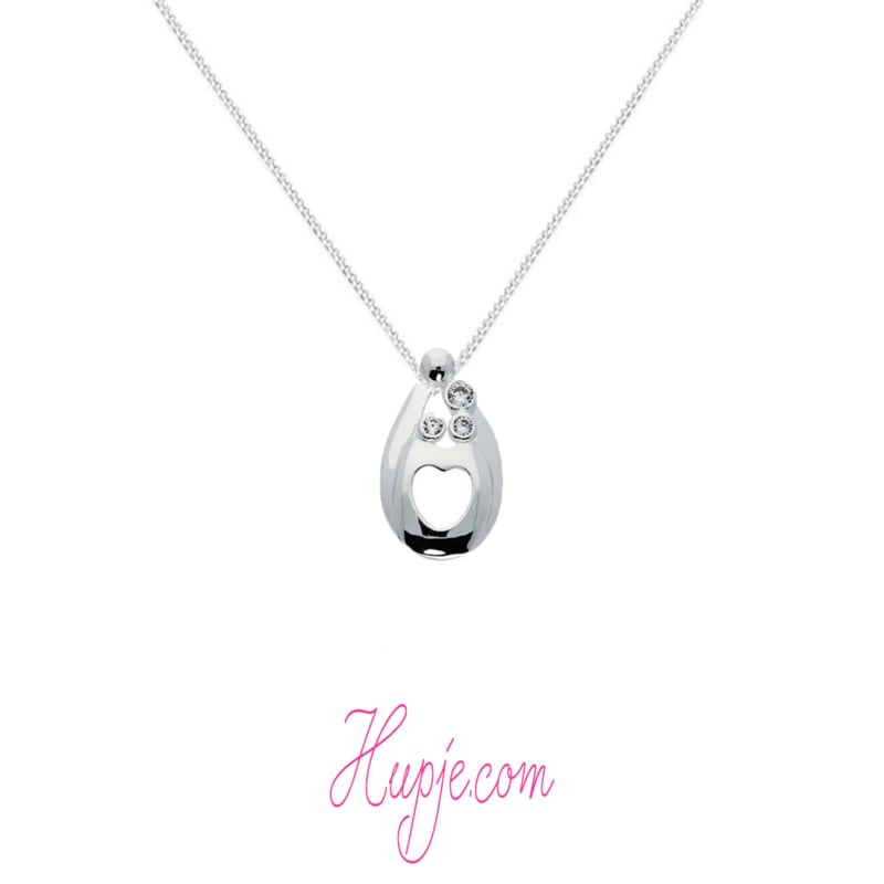 zilveren mama ketting 3 kinderen hart Zirkonia