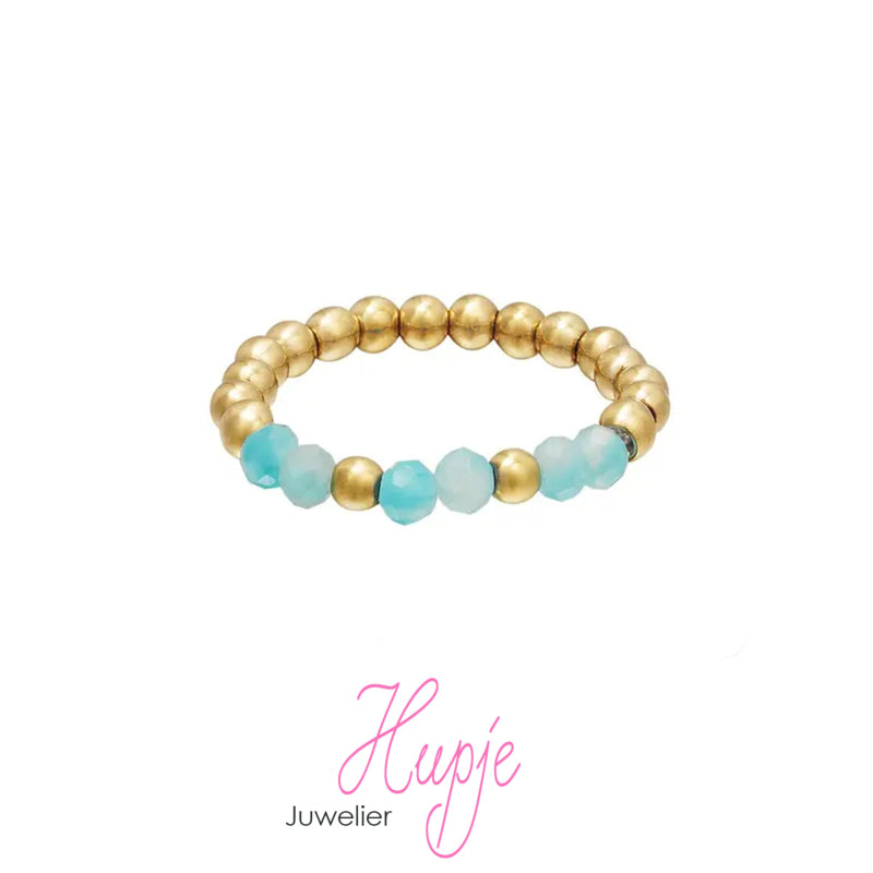 toe ring with beads Blue &amp;amp; Gold Hematite