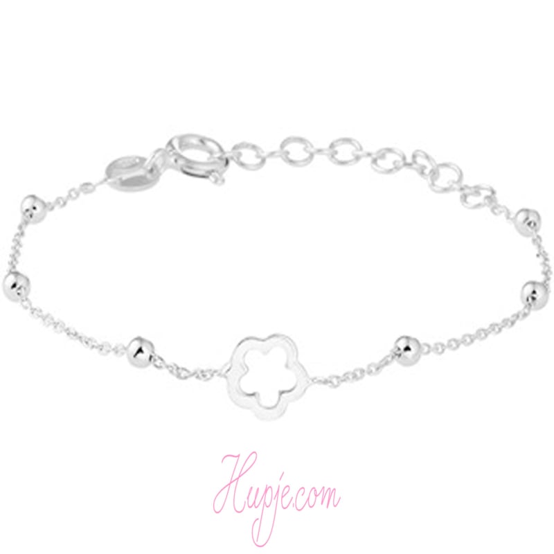 zilveren kinderarmband opengewerkt bloemetje