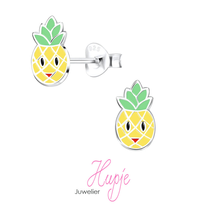 zilveren kinderoorbellen ananas