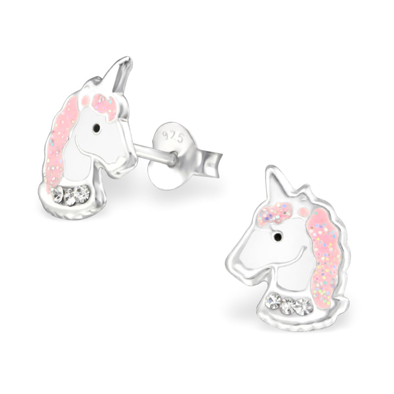 zilveren kinderoorbellen sparkling unicorns