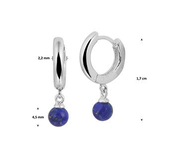 Silberne Creolen mit wunderschönem blauen Lapis-Stein