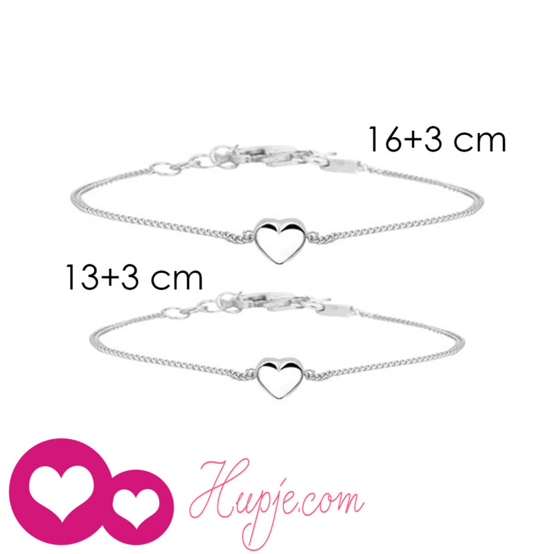 zilveren moeder-dochter armbandjes (2 stuks) TWO GIRLS, ONE HEART