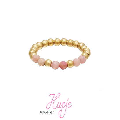 toe ring with beads light Pink &amp;amp; Gold Hematite