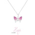 zilveren kinderketting vlinder Magic Pink Crystals