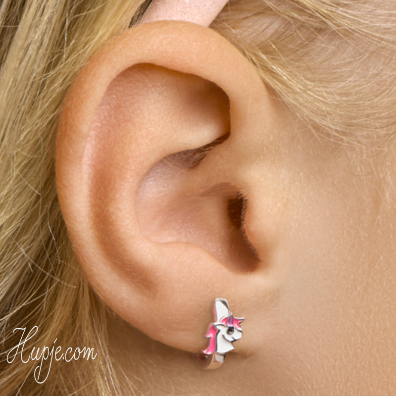 silver hoop earrings unicorn