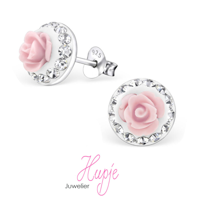 zilveren oorbellen Swarovski® Rose
