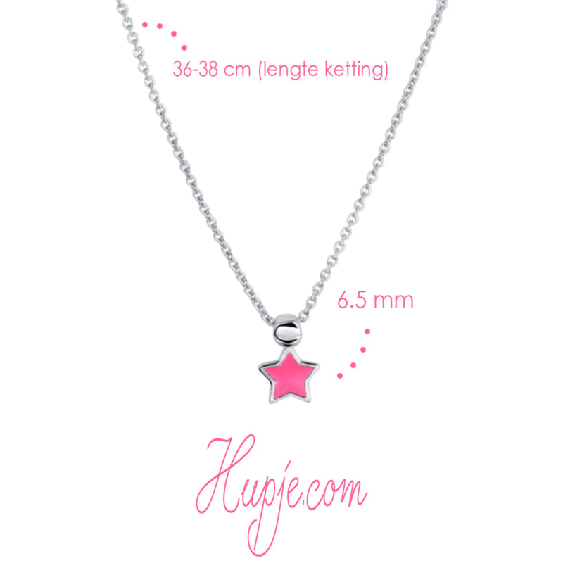 zilveren kinderketting roze ster