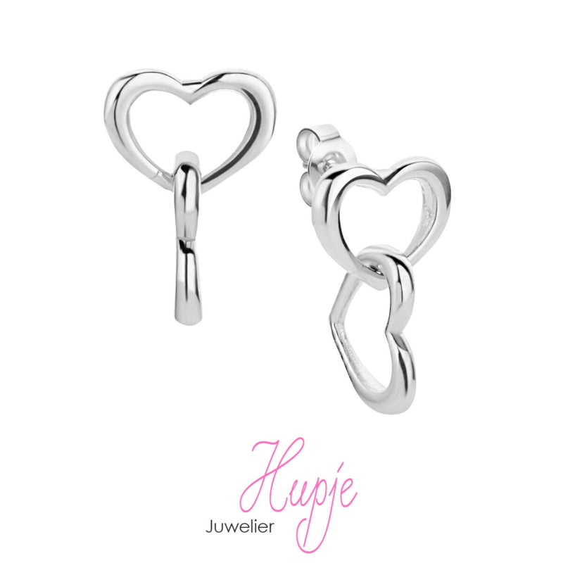 zilveren oorhangers Infinity hartjes