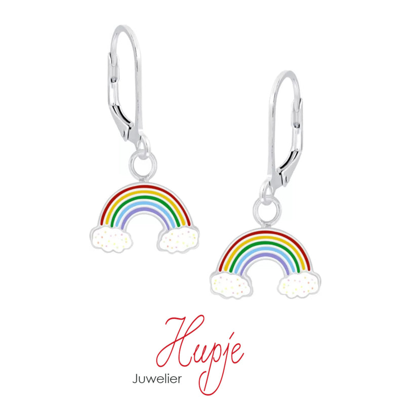 silver earrings brisure rainbow glitter cloud (premium)