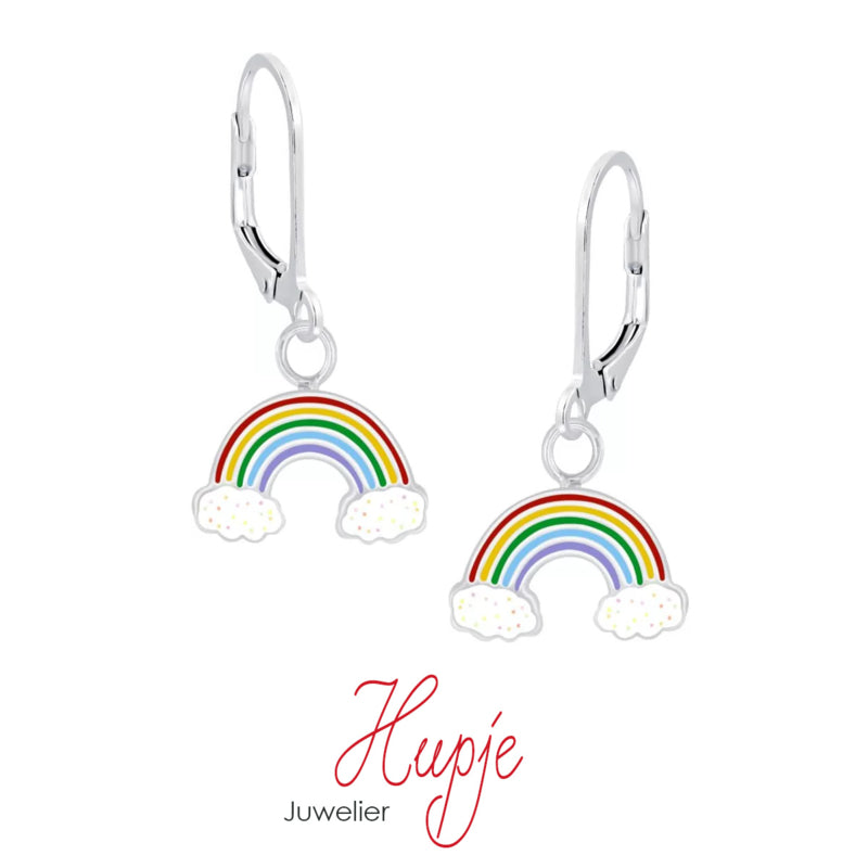 zilveren oorhangers brisure regenboog glitterwolk (premium)