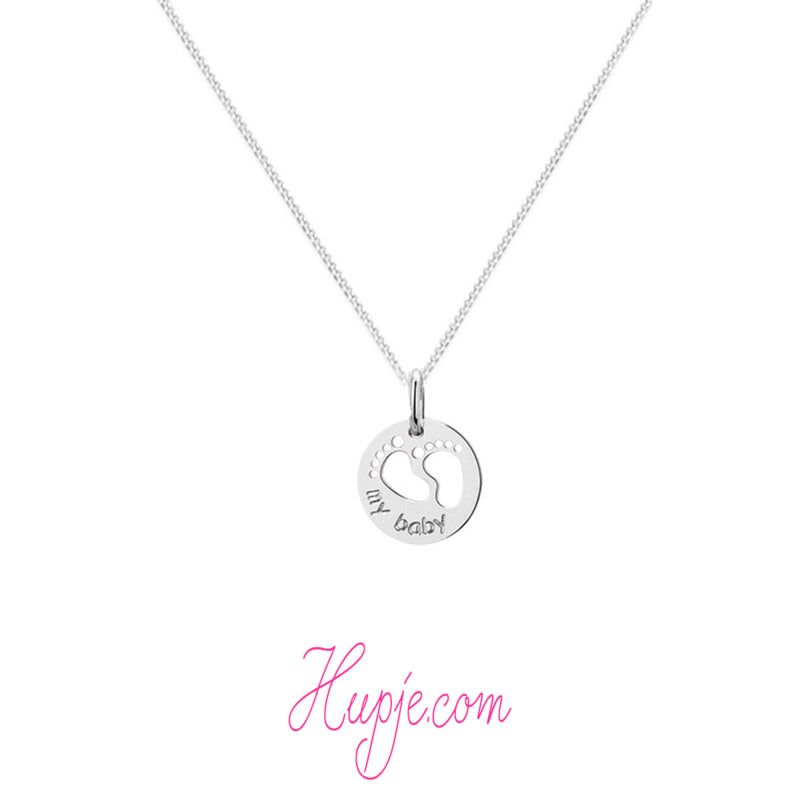 zilveren mama ketting baby voetjes