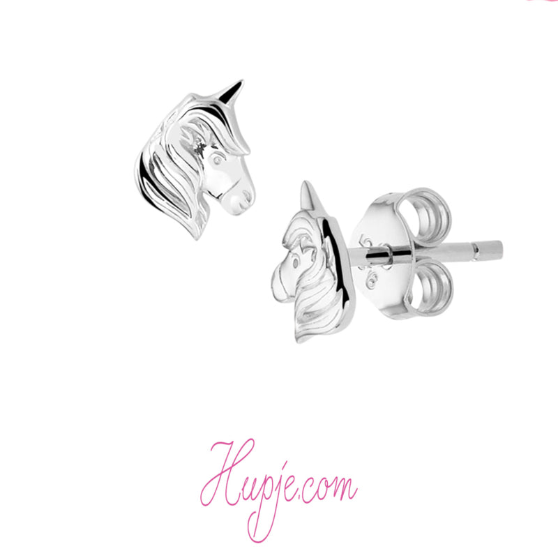 gerhodineerd zilveren kinderoorbellen eenhoorn (Premium)