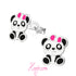 zilveren kinderoorbellen panda roze strikje