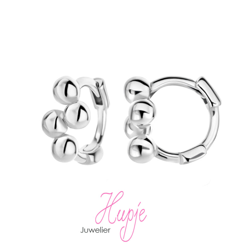 zilveren fantasie creolen bolletjes